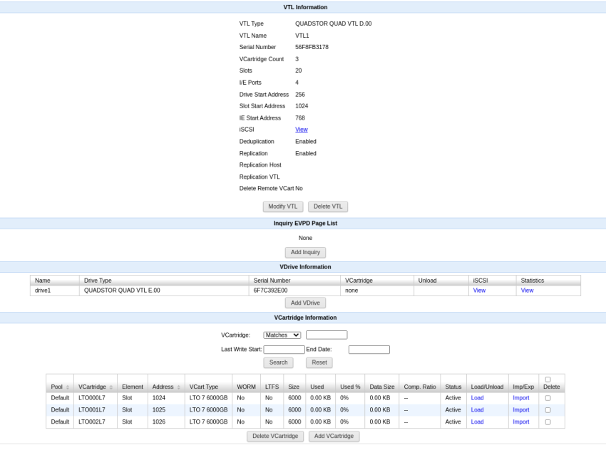 VTL configuration