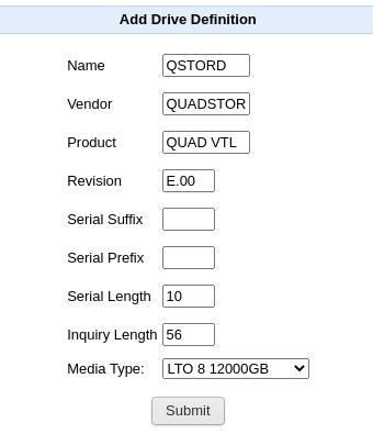 Configuring Device Definitions | QUADStor Systems